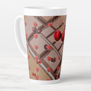 Tasse Latte Chocolat Cerises Brunes