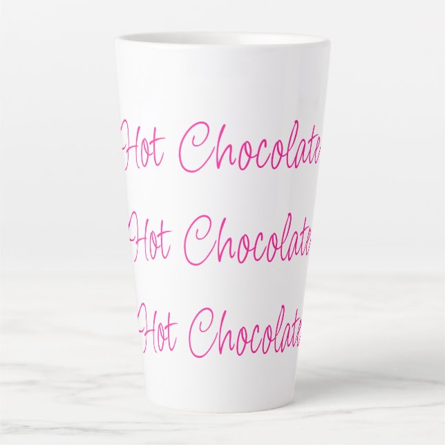 Tasse Latte Chocolat chaud Script élégant Rose chaud (Devant)