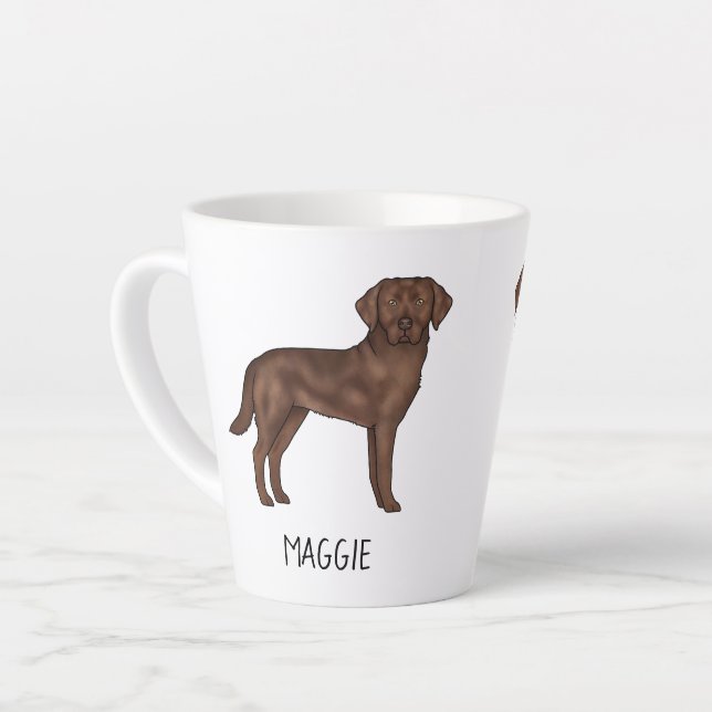 Tasse Latte Chocolat Labrador Retriever Cute Lab Votre nom (Angle gauche)