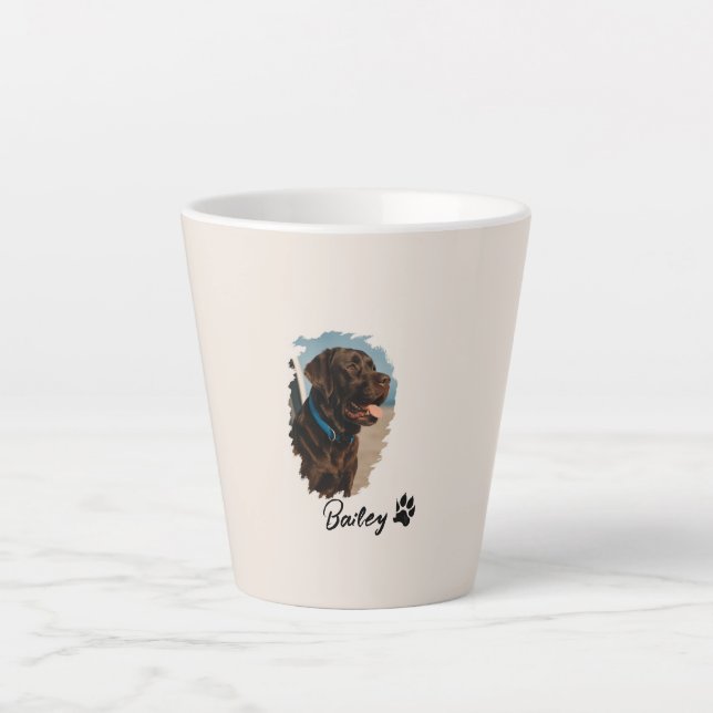 Tasse Latte Chocolat mignon Labrador Chien - Bailey | Cadeau p (Devant)