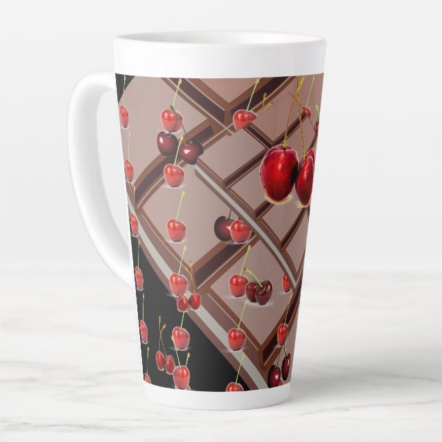 Tasse Latte Choolat et cerises avec/ noir (Angle gauche)