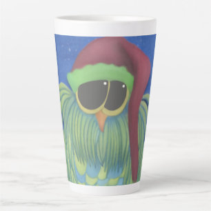 Tasse Latte Chouette adorable avec chapeau de Santa