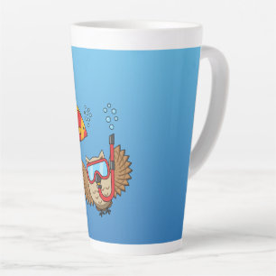 Tasse Latte Chouette avec masque tuba et poisson tropical