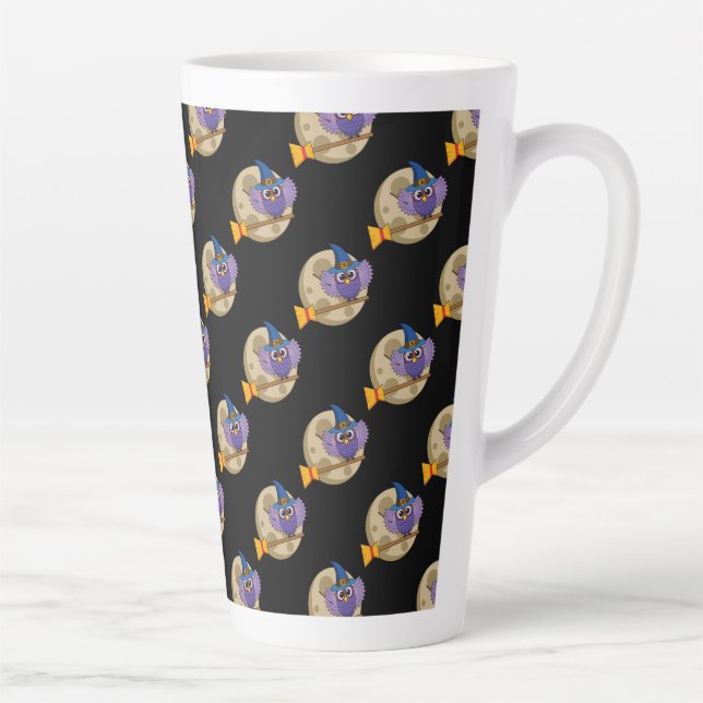 Tasse Latte Chouette de l'assistant de dessin animé volant sur (Droite)