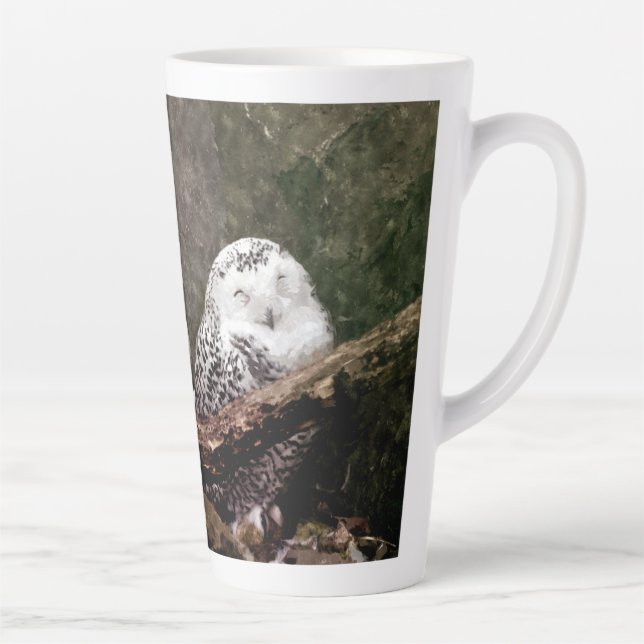 Tasse Latte Chouette Harfang Couple Art Bois Faune (Droite)