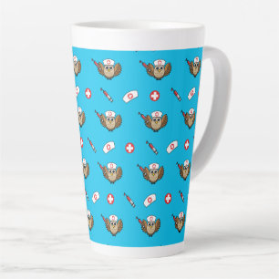 Tasse Latte Chouette infirmière mignonne avec dessin à la seri