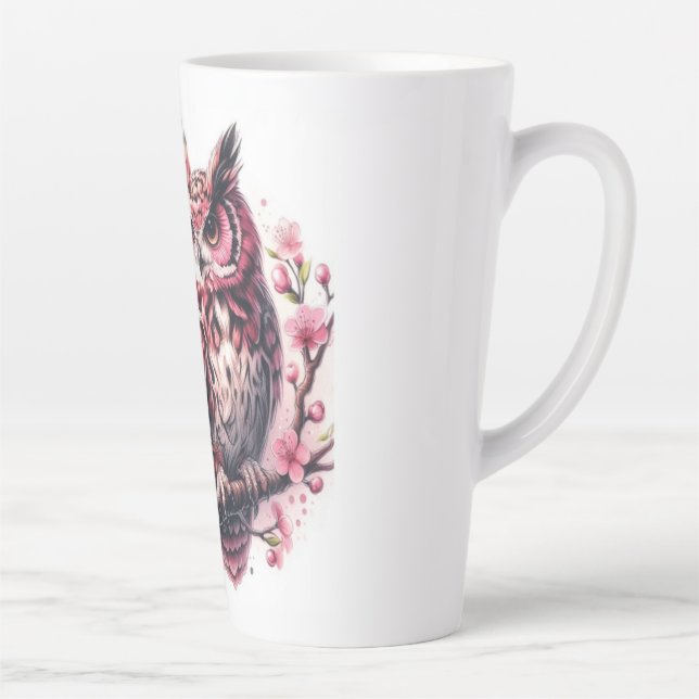 Tasse Latte Chouette rose (Droite)