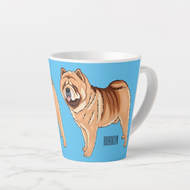Tasse Latte Chow Chow dog cartoon (Angle droit)