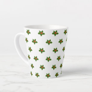 Tasse Latte Christmas Holly Motif