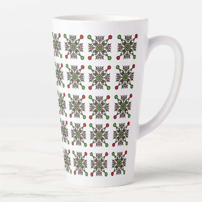 Tasse Latte Christmas Snowflake Mandala (Droite)