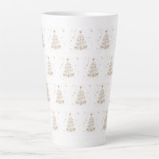 Tasse Latte Christmas Tree Beige Seamless Pattern