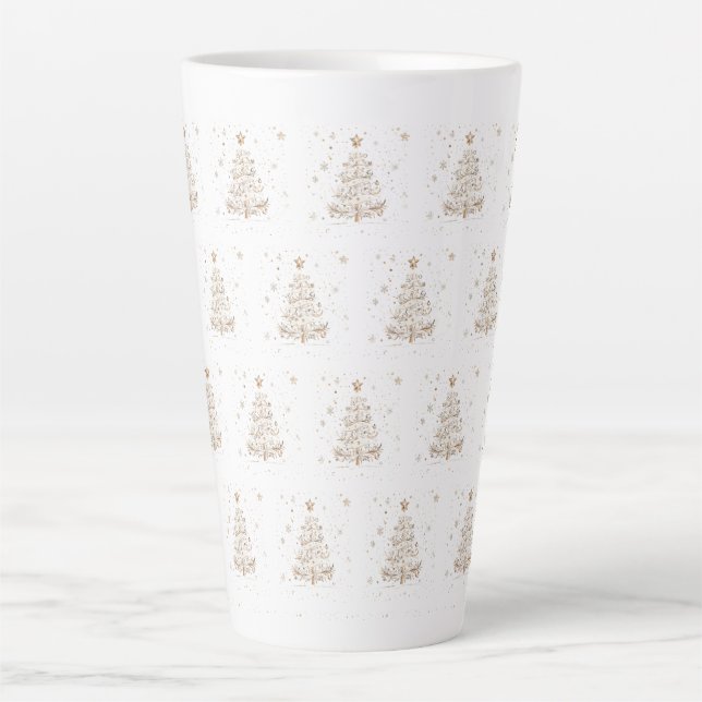 Tasse Latte Christmas Tree Beige Seamless Pattern (Devant)