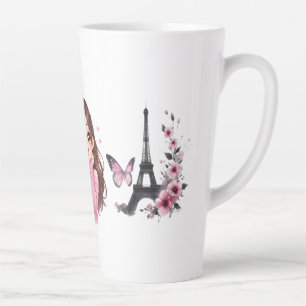 Tasse Latte Chuchotements de Pétales de Paris sur une Papillon