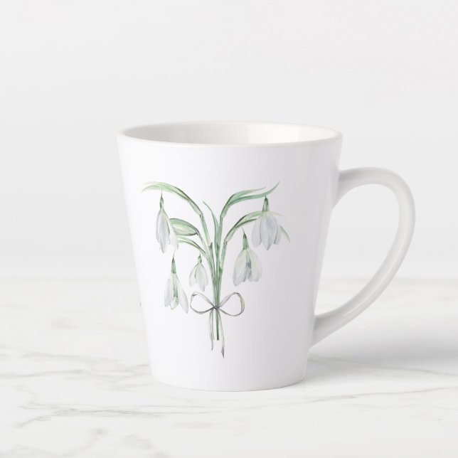 Tasse Latte Chute de neige Janvier Fleur de naissance Céramiqu (Droite)