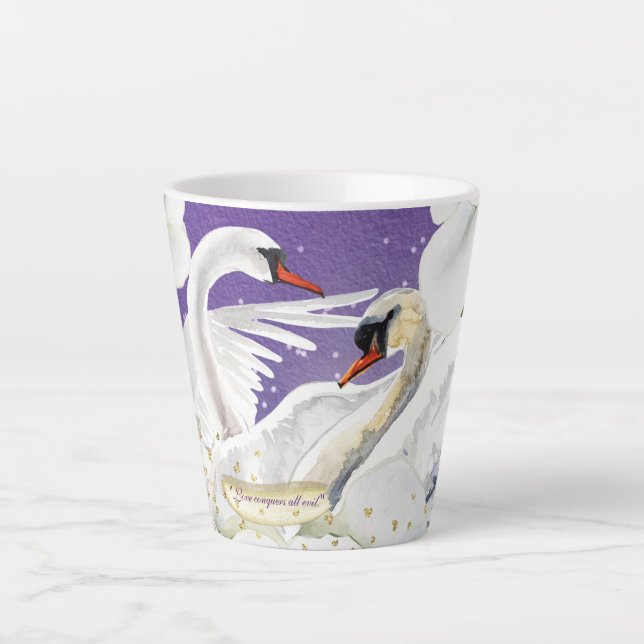 TASSE LATTE CIGNE FLORAL BRITANNIQUE (Devant)