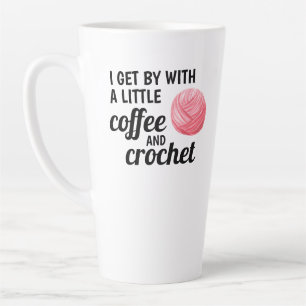 Tasse Latte Citation Crochet et café Fil rose