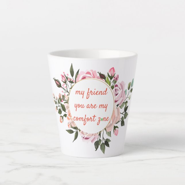Tasse Latte Citation d'amitié pour mon ami Couronne (Devant)