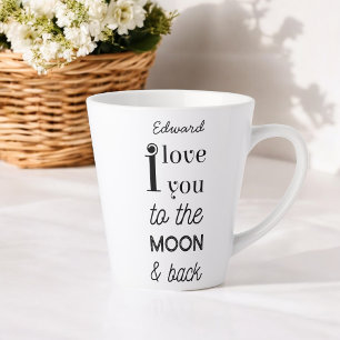 Tasse Latte Citation d'amour Typographie Noir Blanc