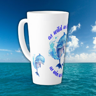 Tasse Latte Citation de dauphins d'aquarelle  