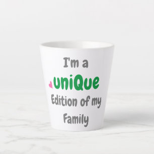 Tasse Latte Citation de famille amusante Édition unique Texte