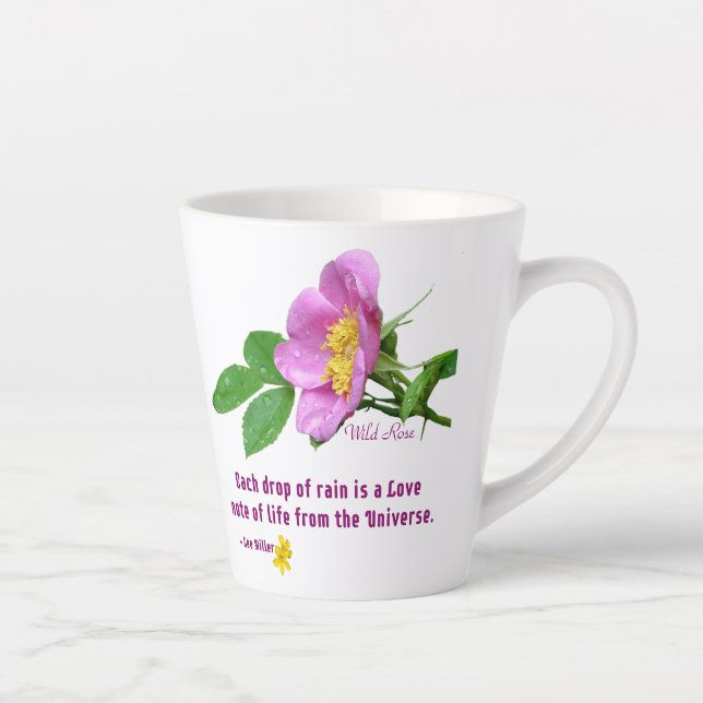 Tasse Latte Citation de pluie Rose sauvage (Droite)