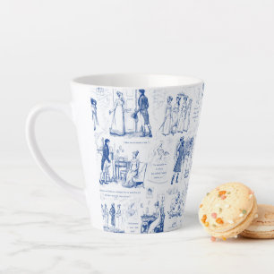Tasse Latte Citations de La Fierté et Préjugés Toile Bleue