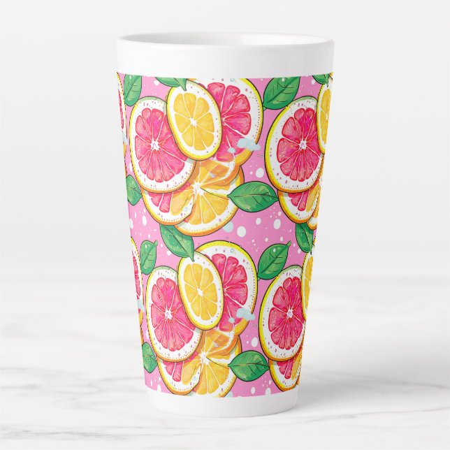 Tasse Latte Citron Pastel à pois roses (Devant)