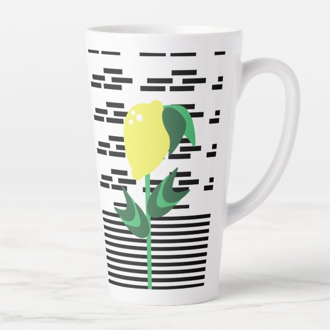 Tasse Latte Citron Plante rayures noires (Droite)
