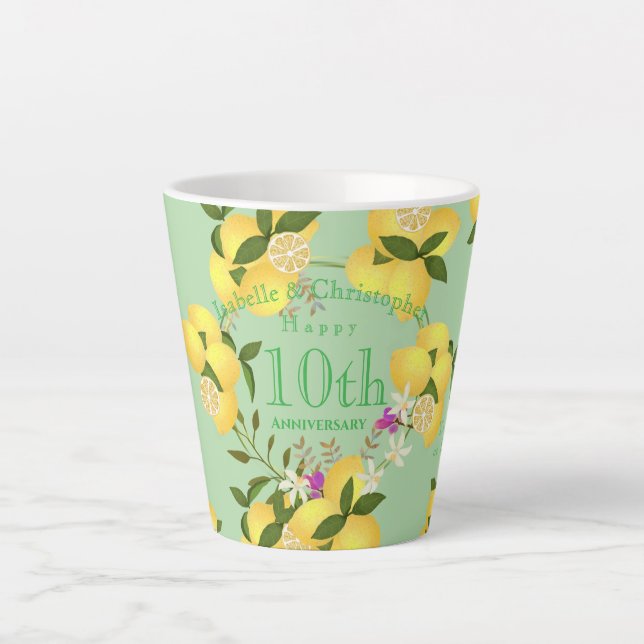 Tasse Latte Citron Squeeze Mariage Anniversaire Vert (Devant)
