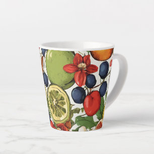 Tasse Latte Citrons méditerranéens, citrons et fleurs. Peints