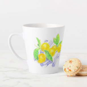 Tasse Latte citrons Meyer sur la serviette de cuisine