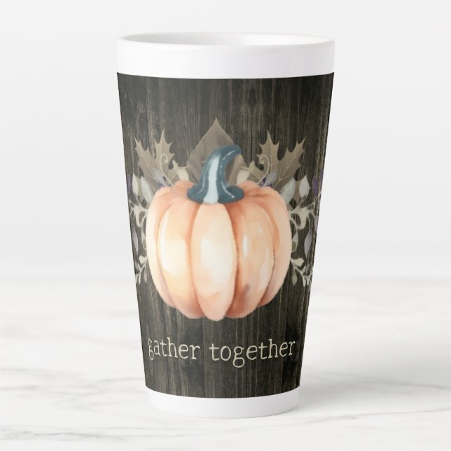 Tasse Latte Citrouille Aquarelle (Devant)