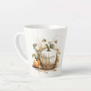 Tasse Latte Citrouille blanche personnalisée de la parcelle de