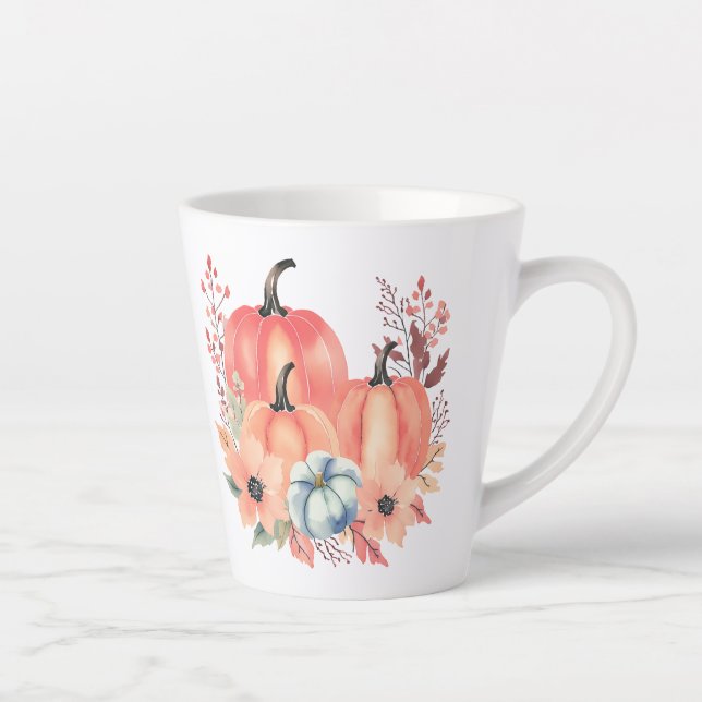 Tasse Latte Citrouille d'aquarelle de automne Boho (Droite)