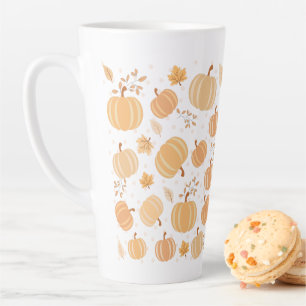 Tasse Latte Citrouille de récolte d'automne et Motif pastel fe