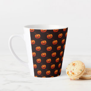 Tasse Latte Citrouille D'Halloween, Citrouille Orange Trou Ou 