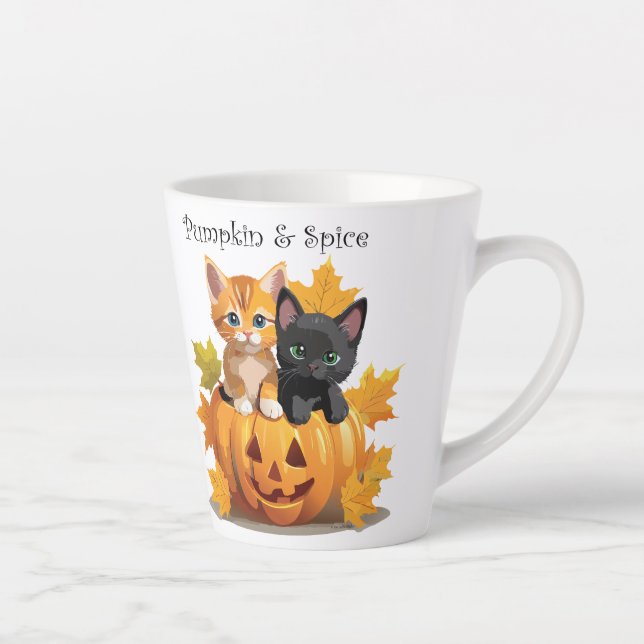 Tasse Latte Citrouille et chatons à épices Jack-o-lanterne en  (Droite)
