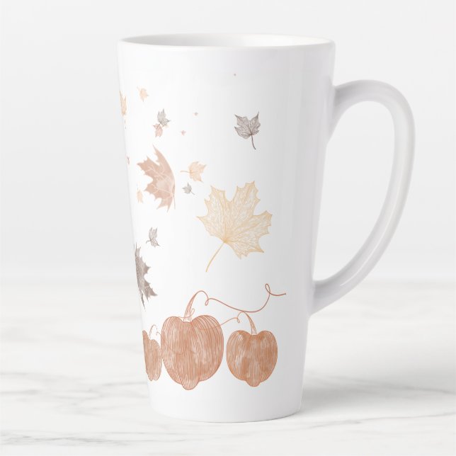 Tasse Latte Citrouille et Feuille d'automne (Droite)