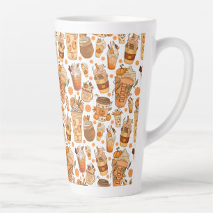 Tasse Latte Citrouille Latte de café d'automne Motif