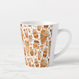 Tasse Latte Citrouille Latte de café d'automne Motif