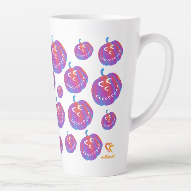 Tasse Latte Citrouille psychédélique Coeurs de patchs Latte Mu (Droite)