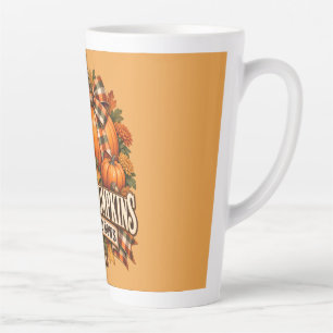 Tasse Latte Citrouilles de porche Rubans à carreaux Cottagecor