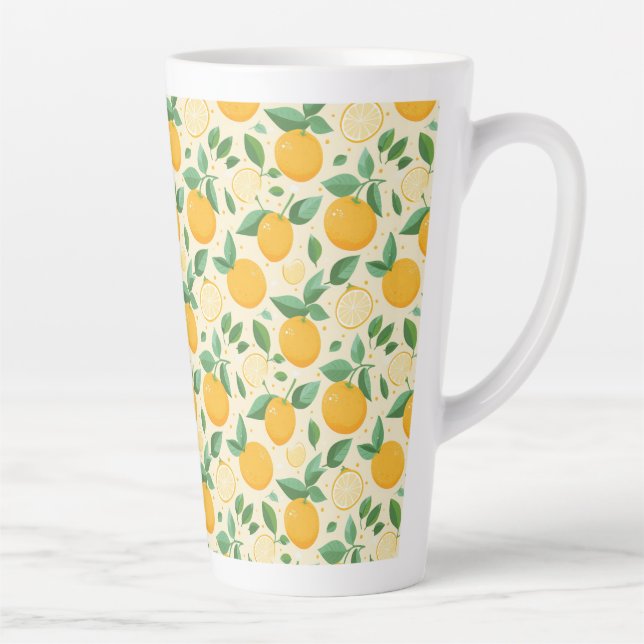 Tasse Latte Citrus citron jaune motif de fruits tropicaux (Droite)