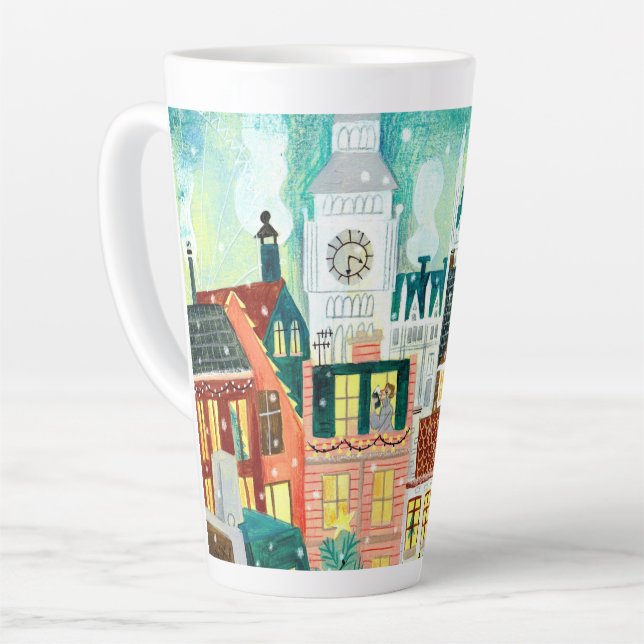 Tasse Latte City Londres dans la ville des neiges illustration (Angle gauche)