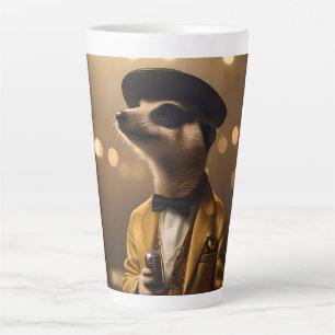 Tasse Latte "Clair de lune du suricate : la sérénade d'un croo