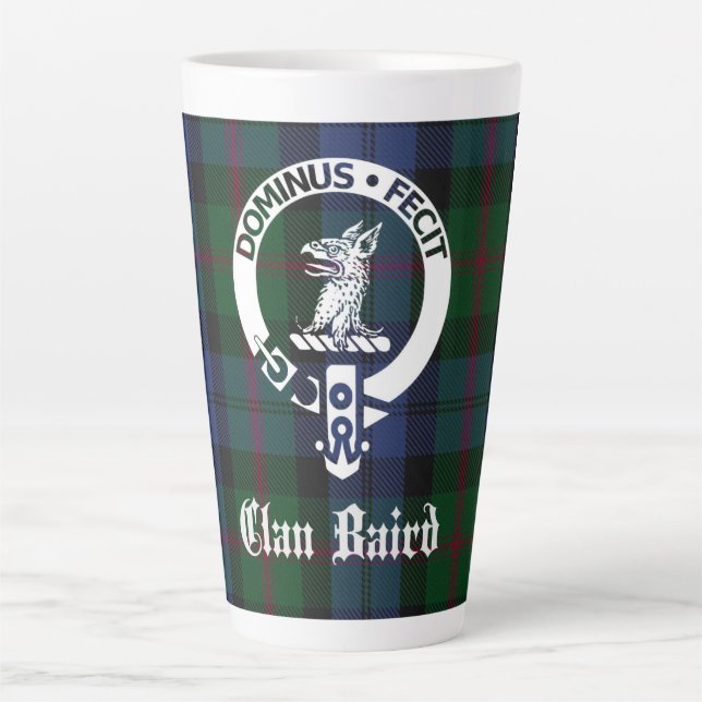 Tasse Latte Clan Baird Crest Badge & Tartan (Devant)