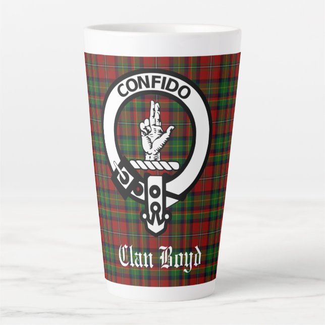 Tasse Latte Clan écossais Boyd Crest Badge & Tartan (Devant)
