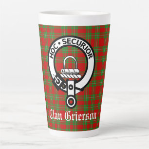 Tasse Latte Clan Grierson Crest Badge & Tartan