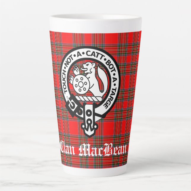 Tasse Latte Clan MacBean Crest Badge & Tartan (Devant)
