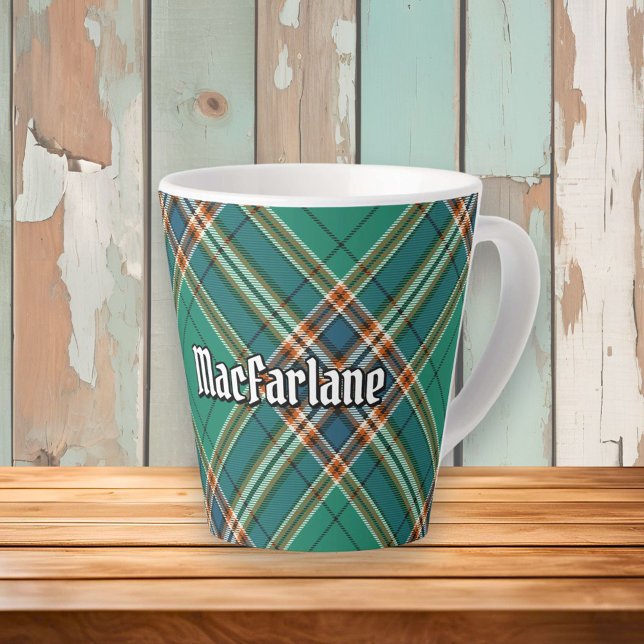 Tasse Latte Clan MacFarlane Tartan de chasse antique (Créateur téléchargé)